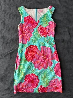 Lilly Pulitzer Taytay Dress Shorely Blue Bellina 2 Beach Resort Tropical Floral